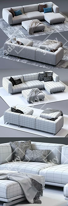 Modern St. Germain Corner Sofa 3D model image 3