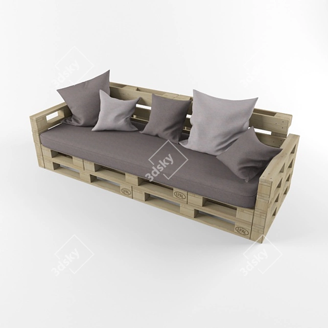 Pallet Sofa: Cushioned Comfort 3D model image 1