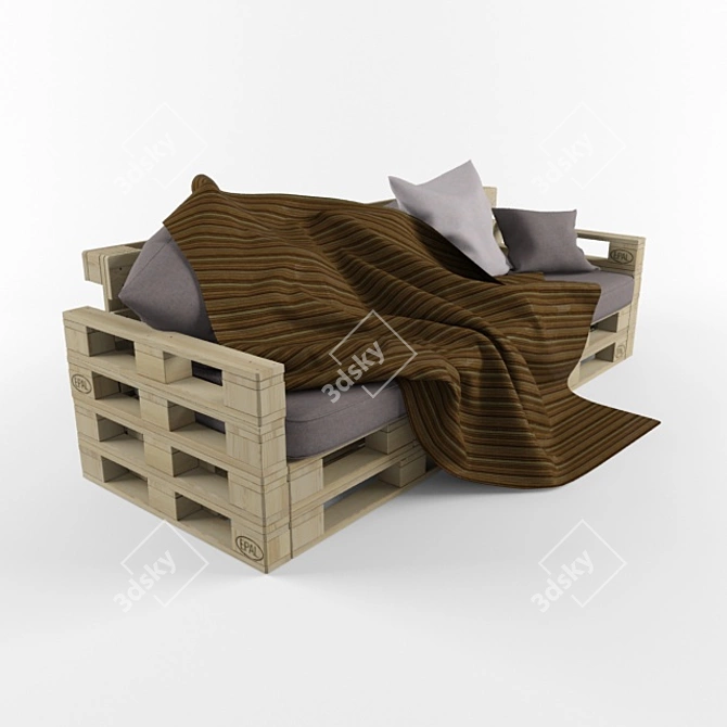 Pallet Sofa: Cushioned Comfort 3D model image 2