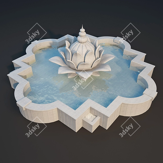 Lotus Sculpture Fountain 3D model image 1