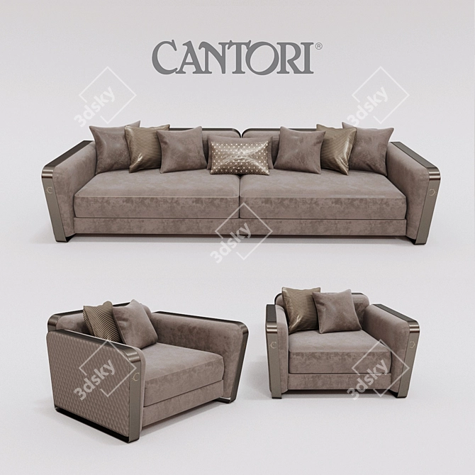 Cantori Voyage Sofa & Armchair - Elegant & Comfortable 3D model image 1