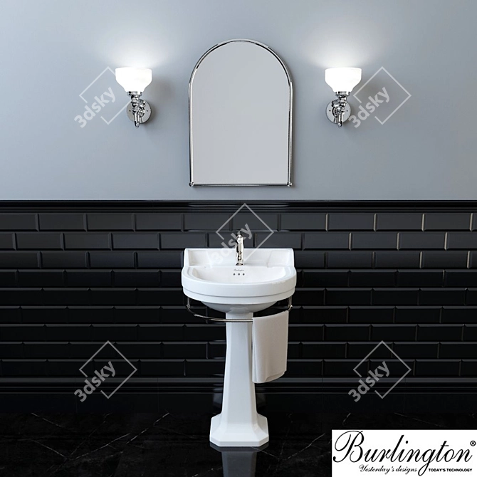 Elegant Burlington Edwardian Basin 3D model image 2