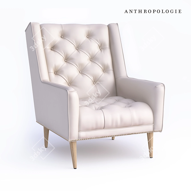 Anthropologie Premium Leather Armchair 3D model image 1