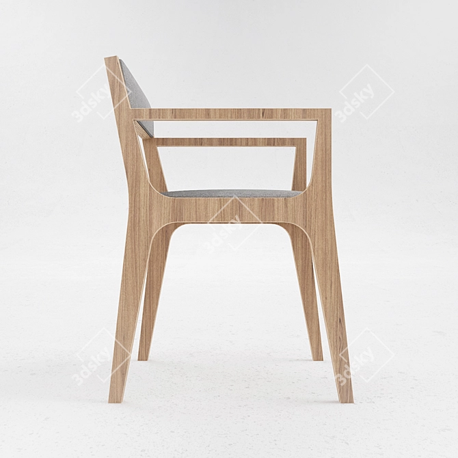 Cozy Oak Veneer Chair with Felt Upholstery 3D model image 2