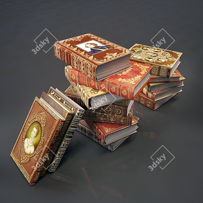 Vintage Collection of Classic Literature 3D model image 1