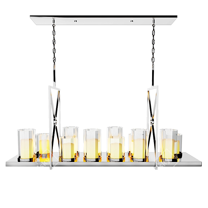 Elegant Summit Chandelier: Polished Steel & Glass 3D model image 2