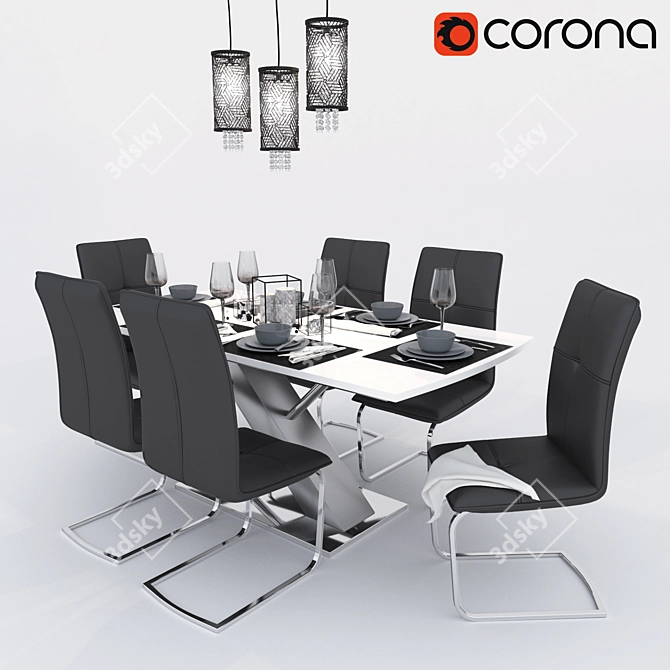 Elegant Dining Set: Nabor_hoff & Ikea 3D model image 1