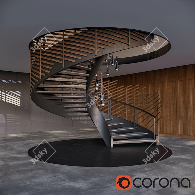 Spiral Staircase + Easy Install 3D model image 1