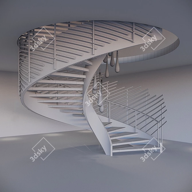 Spiral Staircase + Easy Install 3D model image 3