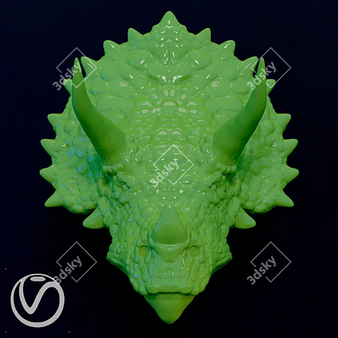 Dino Head Plaster Sculpture 3D model image 1