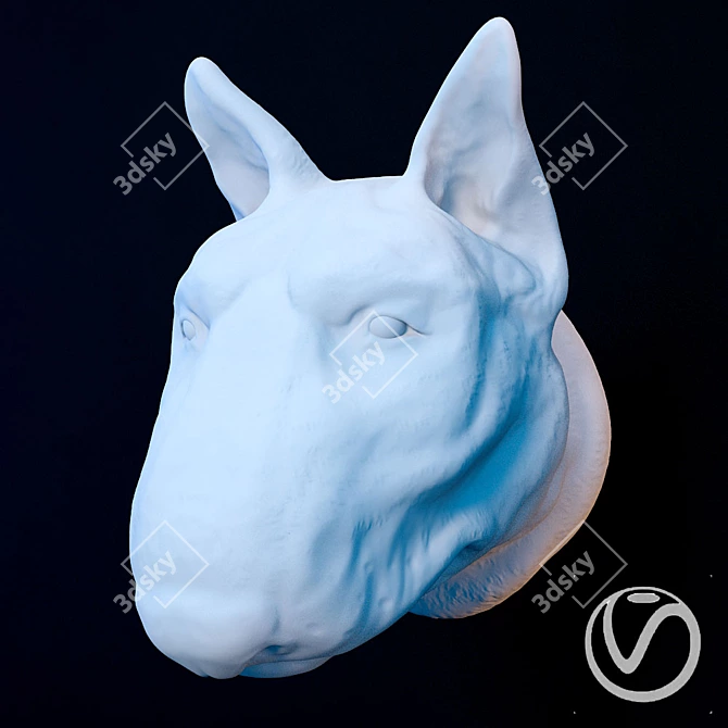 Elegant Bull Terrier Plaster Head 3D model image 1