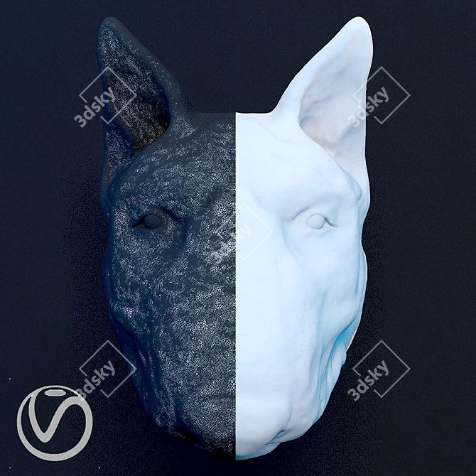 Elegant Bull Terrier Plaster Head 3D model image 3