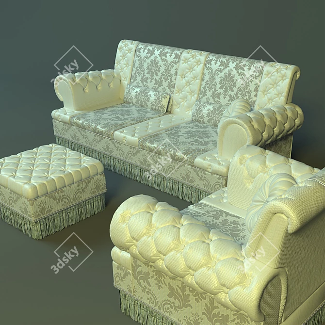 Elegant Asnaghi Elisir Living Set 3D model image 3