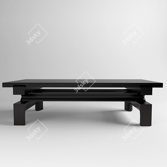 Intricate Oak Top Cocktail Table 3D model image 1