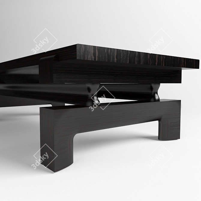 Intricate Oak Top Cocktail Table 3D model image 2
