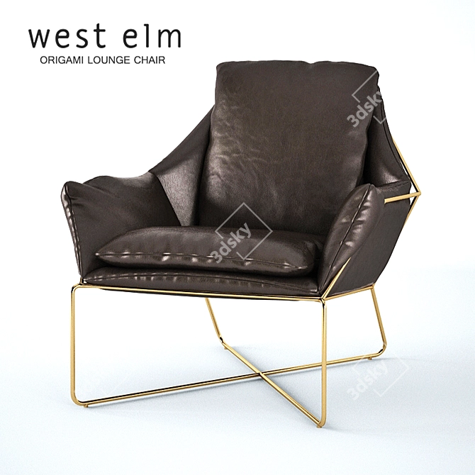 Origami Leather Lounge Chair - West Elm 3D model image 1