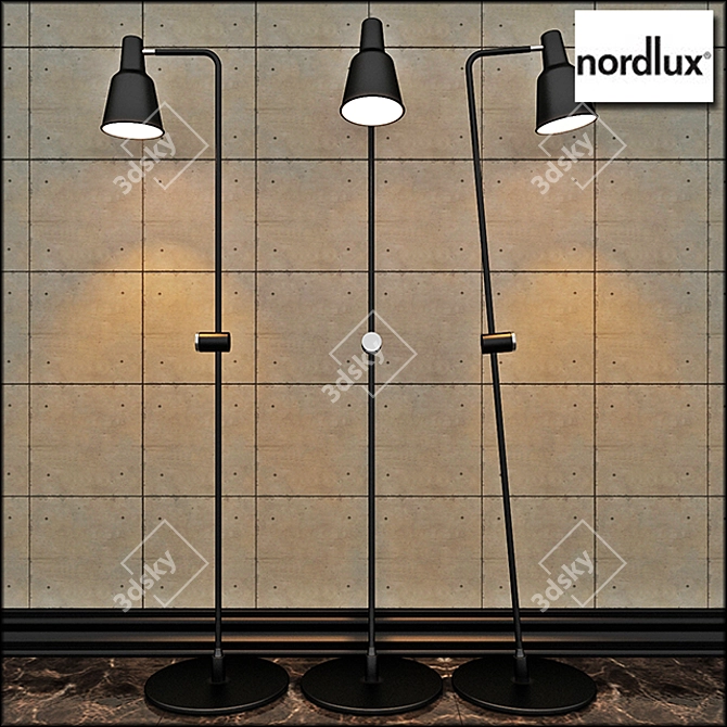 Industrial Black Floor Lamp Nordlux 3D model image 1