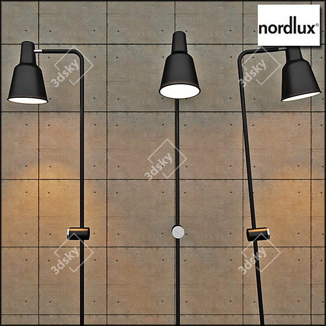 Industrial Black Floor Lamp Nordlux 3D model image 2