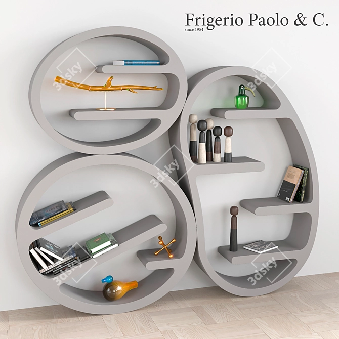 Stylish Bookcase with Decorative Set 3D model image 1