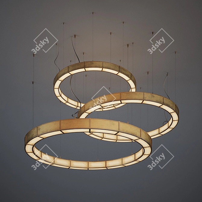 Copper Circular Pendant Light 3D model image 1