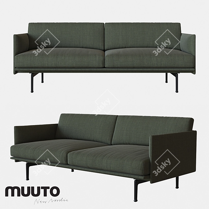 Modern Muuto OUTLINE 2 Seater Sofa 3D model image 1