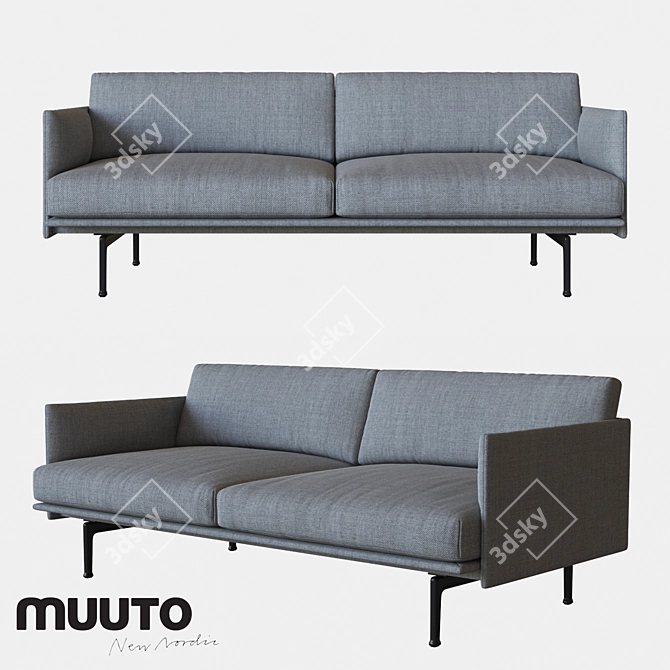 Modern Muuto OUTLINE 2 Seater Sofa 3D model image 2