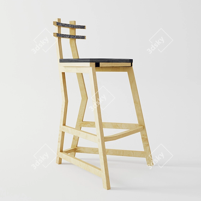 Trapezium Bar Chair: Stylish and Sturdy 3D model image 1