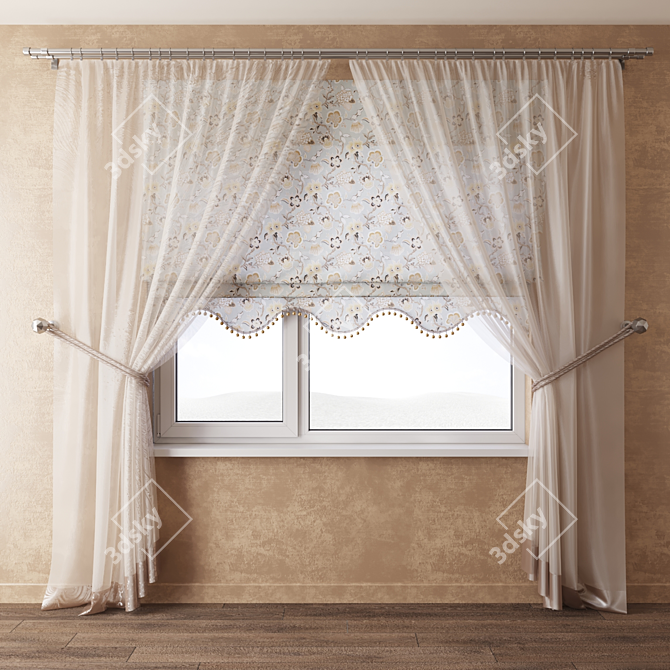 Provence Elegance Curtains 3D model image 1