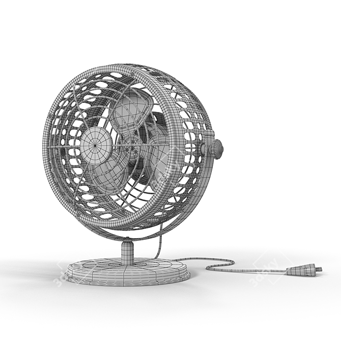 Sturdy Metal Desk Fan: Quiet & Adjustable 3D model image 2