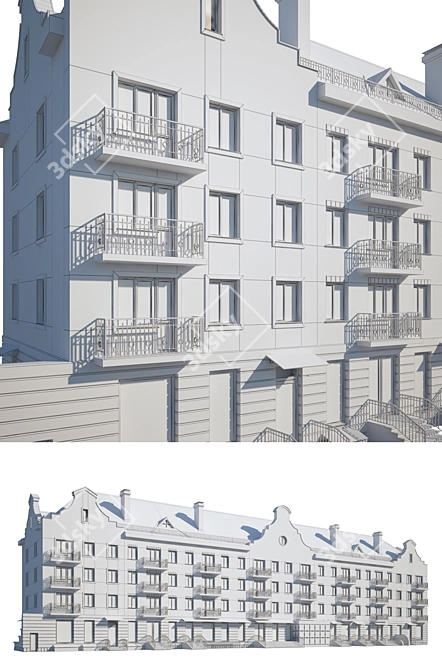 Renovated Low-Rise House Facade 3D model image 3