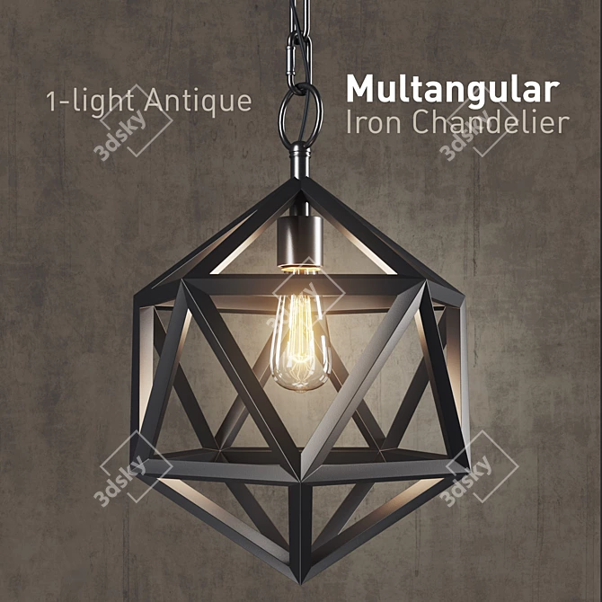 Elegant Iron Chandelier 3D model image 1