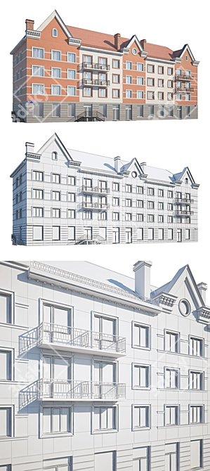 Renovated Façade of Low-Rise Building 3D model image 3
