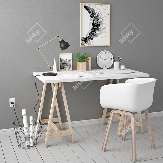 Modern Home Office Set 3D model image 1