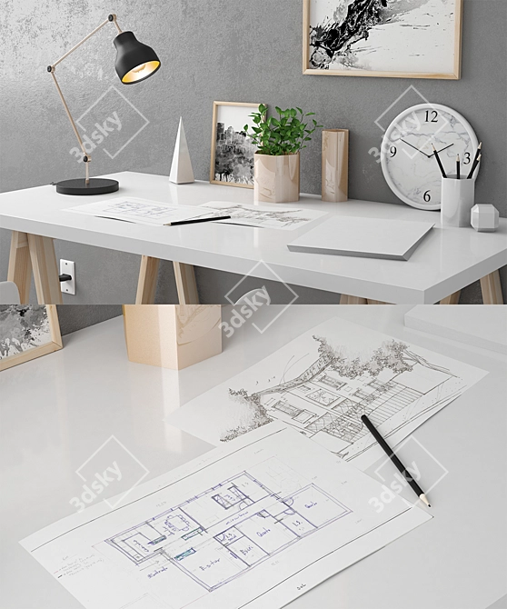 Modern Home Office Set 3D model image 2
