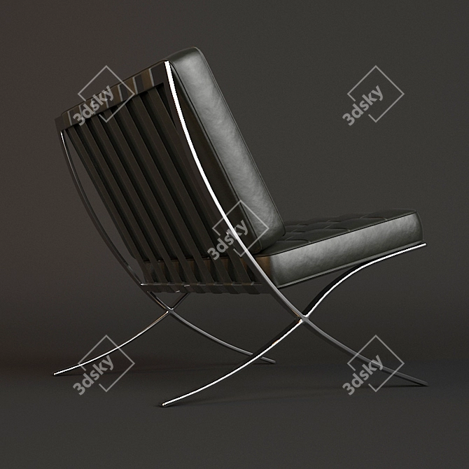 Barcelona Chair Set: Classic Elegance in Leather 3D model image 2