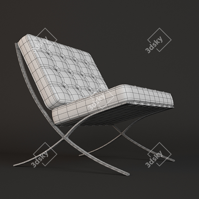 Barcelona Chair Set: Classic Elegance in Leather 3D model image 3