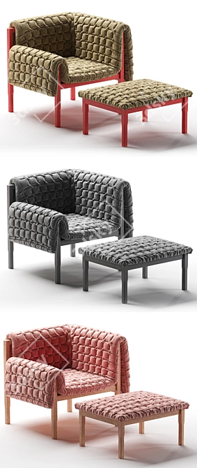 Elegant RUCHÉ Lounge Chair 3D model image 2