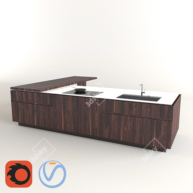 Elegant Cesar Elle Kitchen 3D model image 1