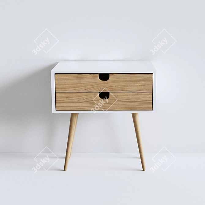 Scandinavian Style White Nightstand 3D model image 1