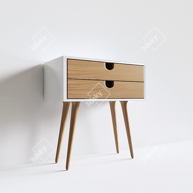 Scandinavian Style White Nightstand 3D model image 2