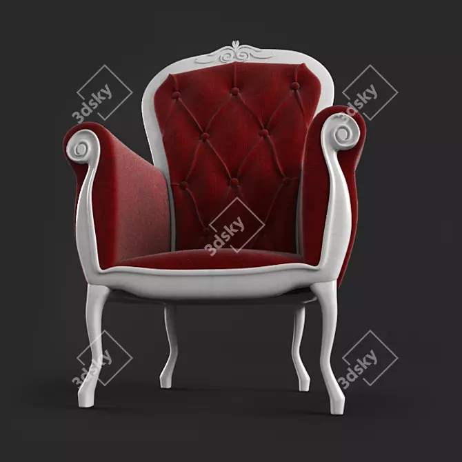 Velvet Wood King Chair 3D model image 1