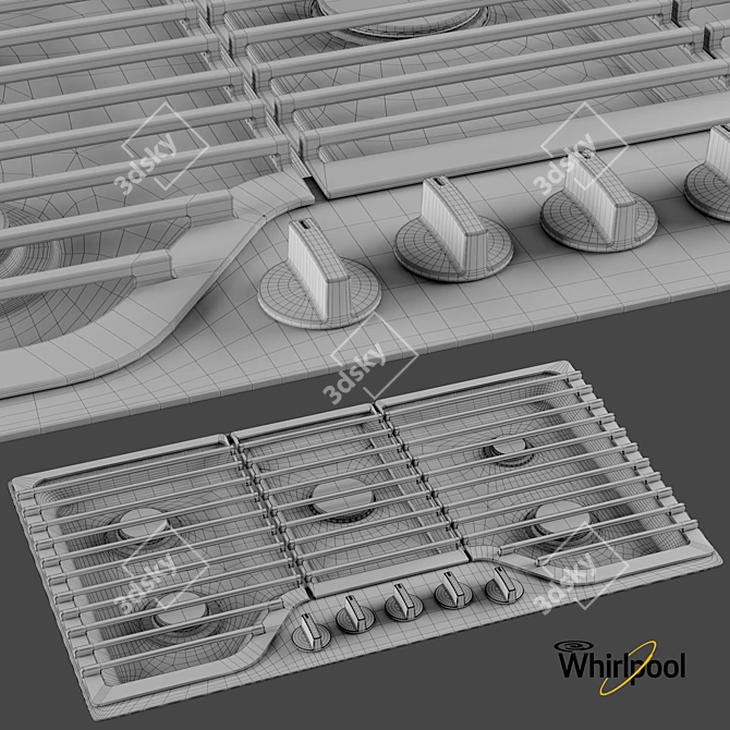 High-Powered Whirlpool Gas Cooktop 3D model image 2