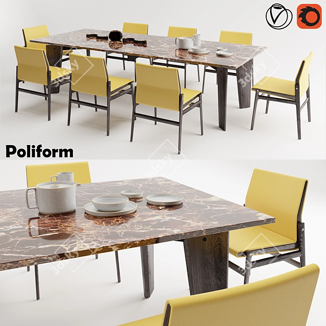 Elegant Poliform Ipanema Dining Set 3D model image 1