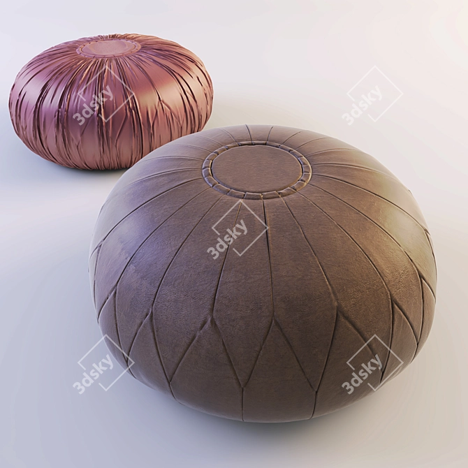 Moroccan Leather Ottoman Pouf 3D model image 1