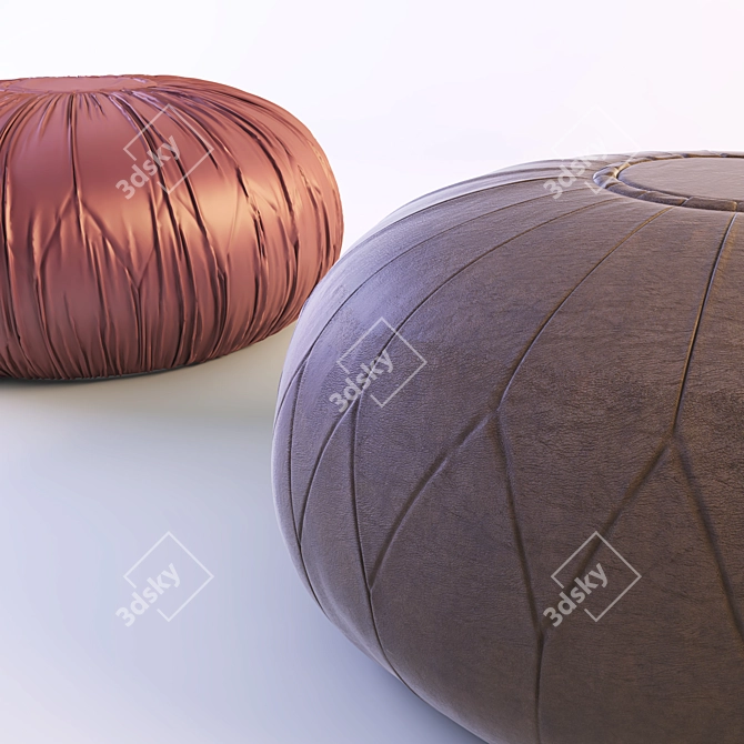 Moroccan Leather Ottoman Pouf 3D model image 3