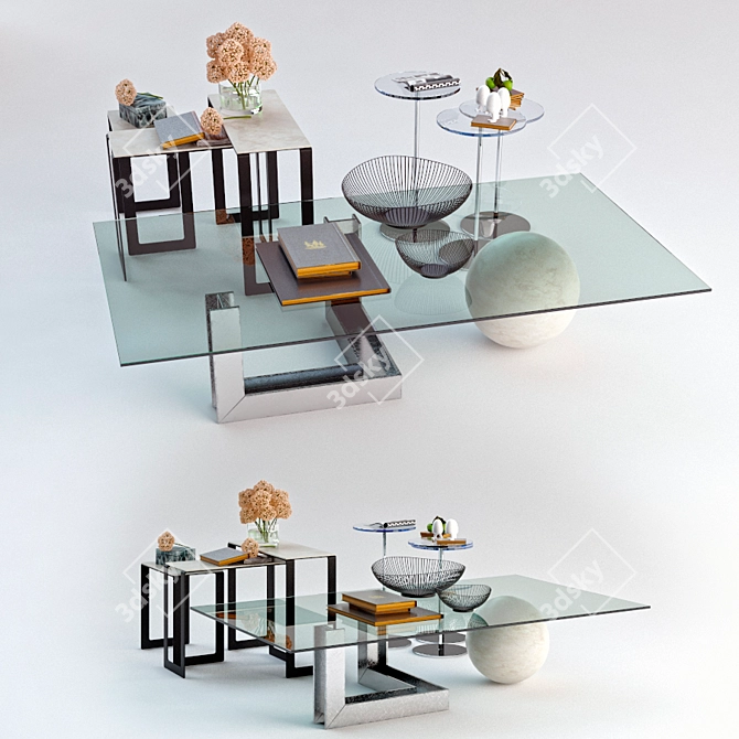 Sattelan Italia Coffee Tables Set: Levante, Gliss, Kitan 3D model image 1