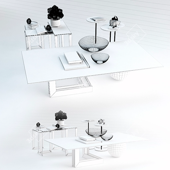 Sattelan Italia Coffee Tables Set: Levante, Gliss, Kitan 3D model image 3