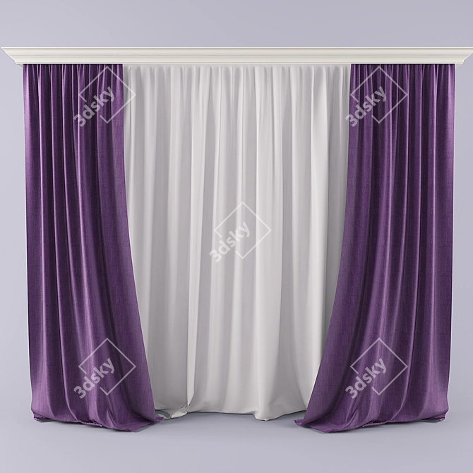 Elegant Classic Curtains 3D model image 1