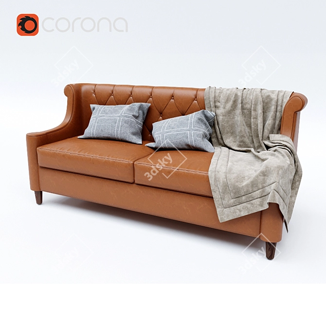 Elegant Leather Double Sofa 3D model image 1