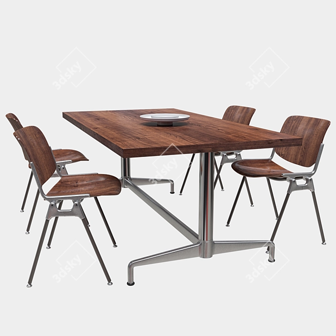 Luxury Rosewood Dining Table with Castelli Chairs 3D model image 1